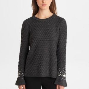 NWOT Karl Lagerfeld Quilted Pearl Sleeve Sweater